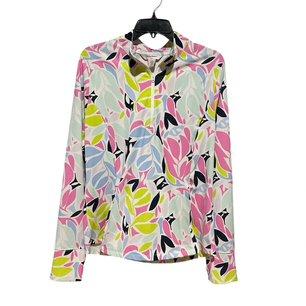 Tommy Bahama Pullover Womens XL White Floral‎ Print Golf Performance #K5-3